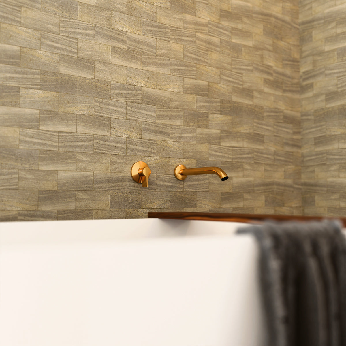 Components Wall Mount Bath Spout - Brushed Brass