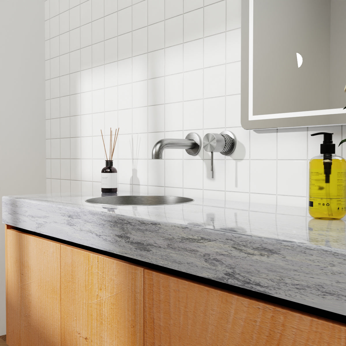 Opal Wall Basin/Bath Mixer Separate Back Plate 185mm Graphite