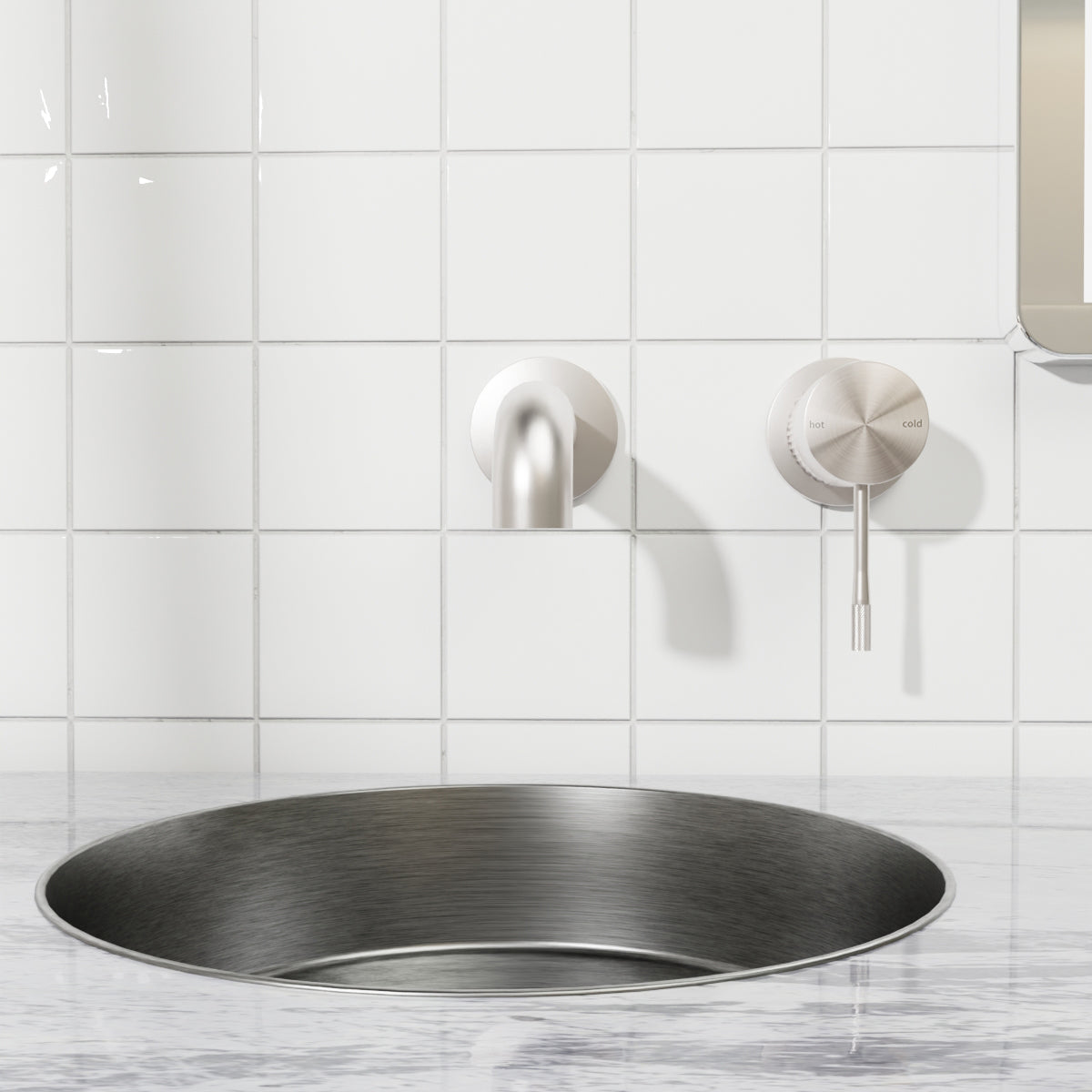 Opal Wall Basin/Bath Mixer Separate Back Plate 185mm Brushed Nickel
