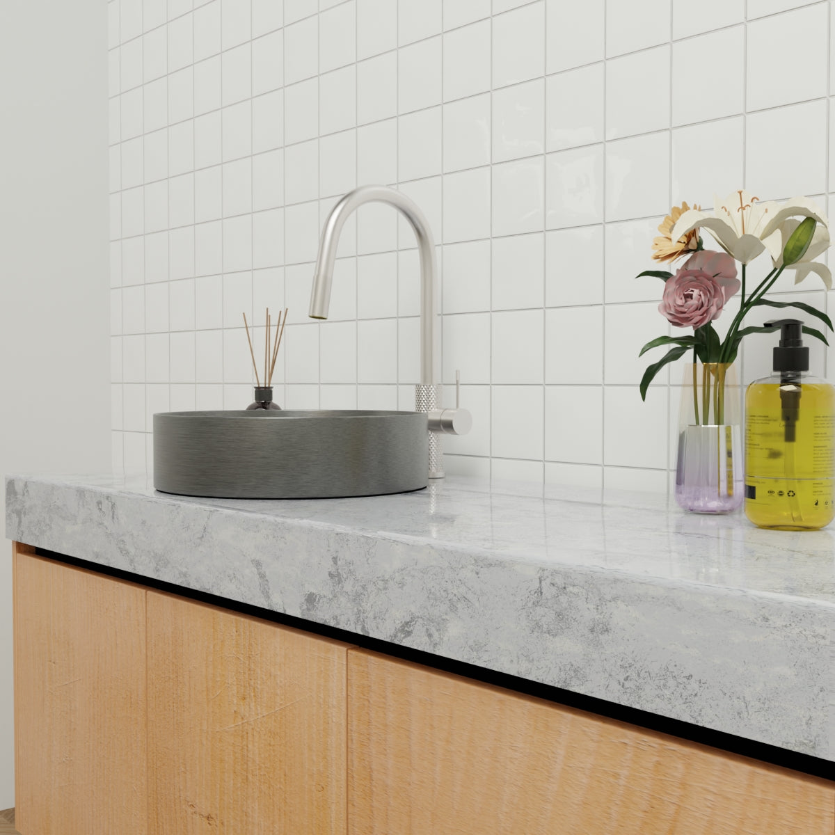 Opal Pull Out Sink Mixer With Vegie Spray Function Brushed Nickel