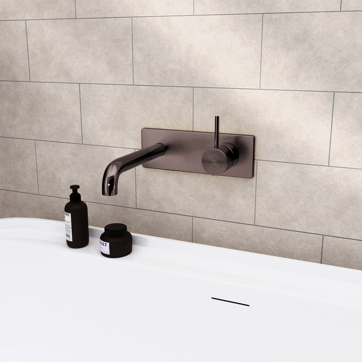 MECCA WALL BASIN/BATH MIXER HANDLE UP 160MM BRUSHED BRONZE