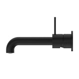 Mecca Wall Basin/Bath Mixer Separate Back Plate Handle Up 185mm Matte Black