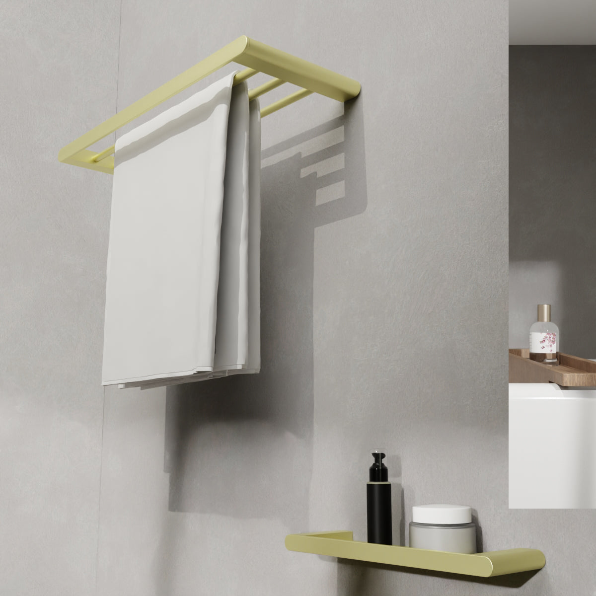 Bianca Metal Shower Shelf Brushed Gold