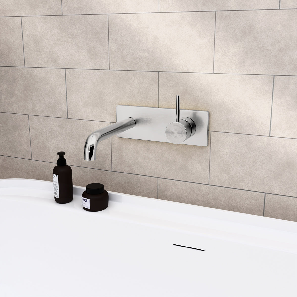 MECCA WALL BASIN/BATH MIXER HANDLE UP 120MM BRUSHED NICKEL