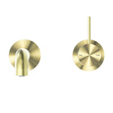 Mecca Wall Basin/Bath Mixer Separate Back Plate Handle Up 160mm Brushed Gold