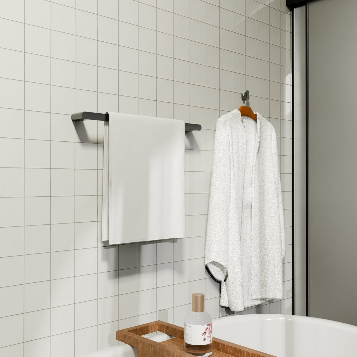 BIANCA 240V SINGLE HEATED TOWEL RAIL GUN METAL