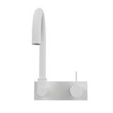 Mecca Wall Basin/Bath Mixer Swivel Spout Handle Up Matte White