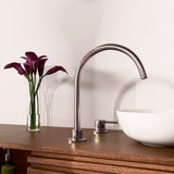 Mecca Hob Basin Mixer Round Swivel Spout Brushed Bronze
