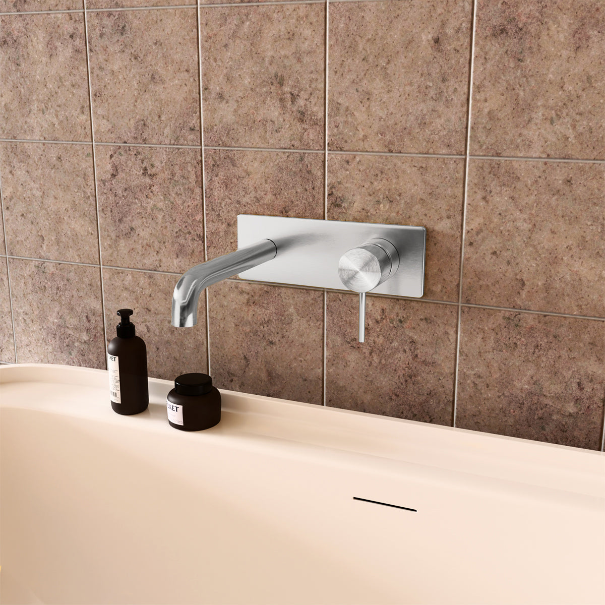 Mecca Wall Basin/Bath Mixer 160mm Brushed Nickel