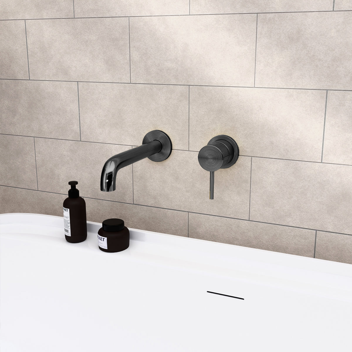Mecca Wall Basin/Bath Mixer Separate Back Plate 185mm Gun Metal