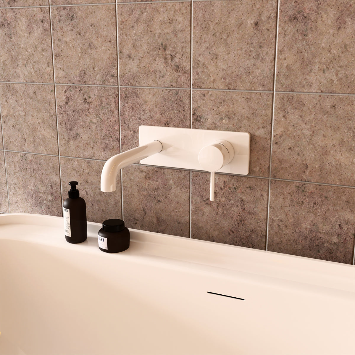 Mecca Wall Basin/Bath Mixer 120mm Matte White