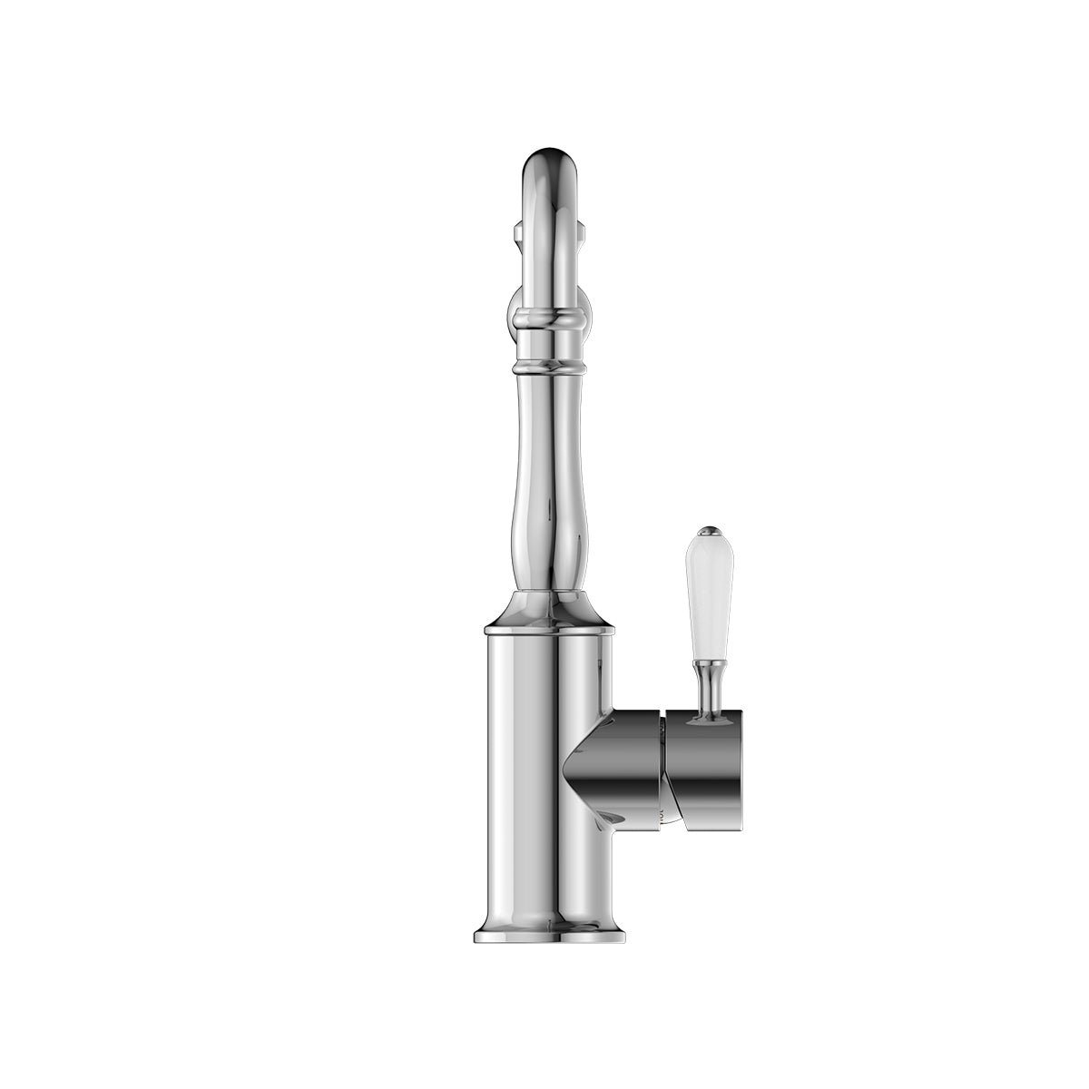 York Kitchen Mixer Hook Spout With White Porcelain Lever Chrome