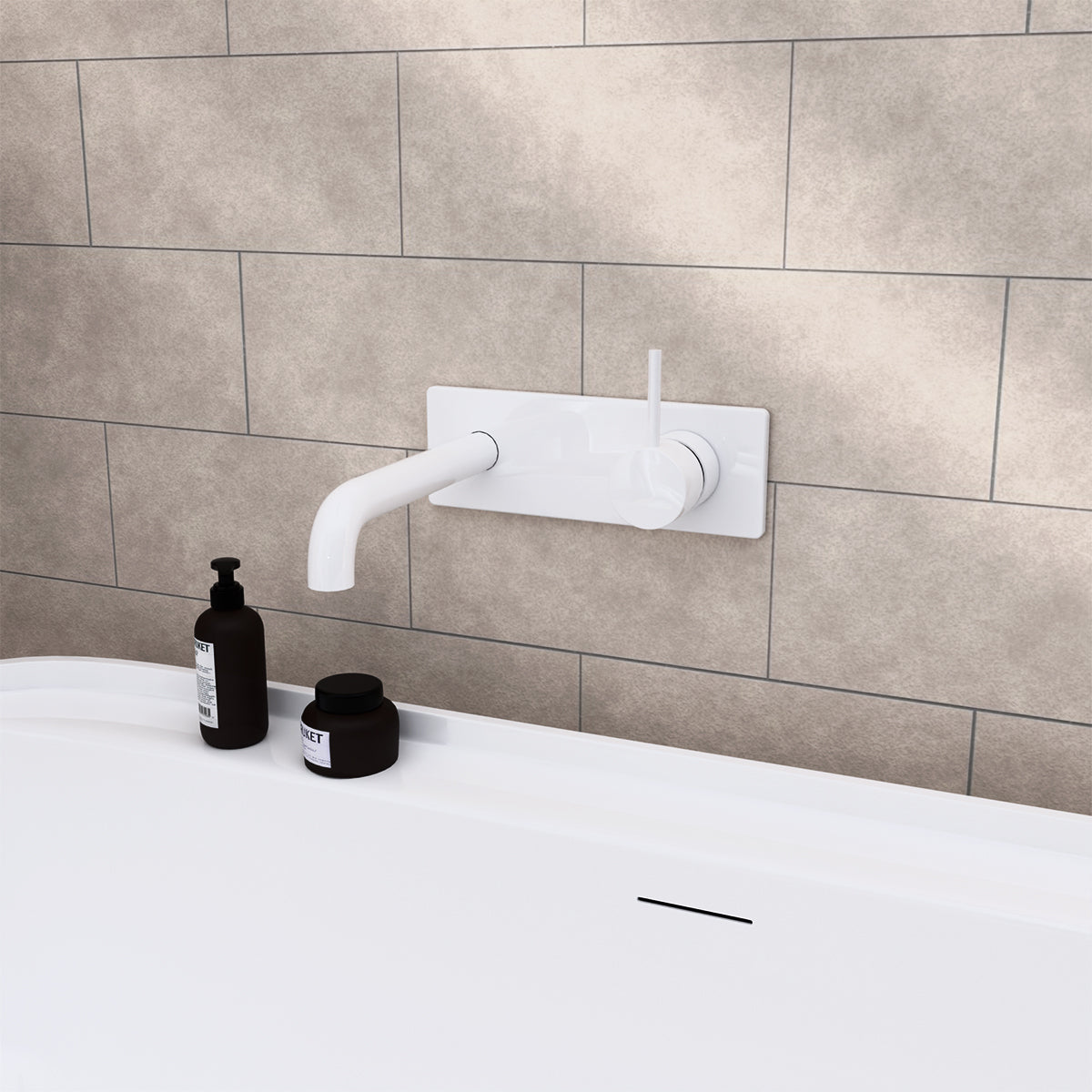 MECCA WALL BASIN/BATH MIXER HANDLE UP 120MM MATTE WHITE