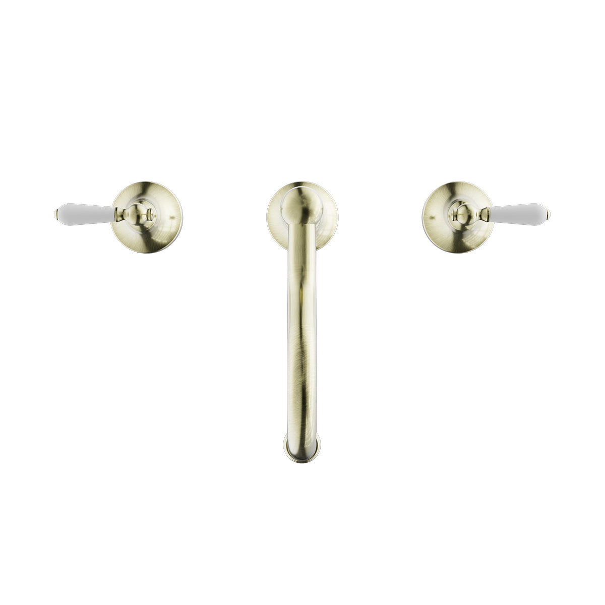 York Basin Set With White Porcelain Lever Aged Brass