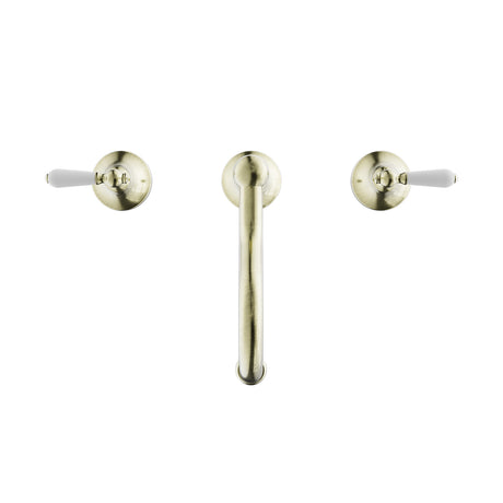 York Basin Set With White Porcelain Lever Aged Brass