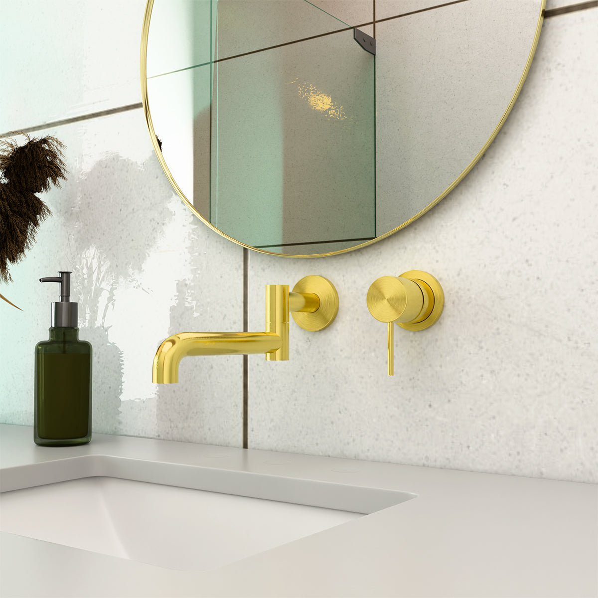 MECCA WALL MOUNTED SWIVEL BATH SPOUT ONLY 225MM BRUSHED GOLD