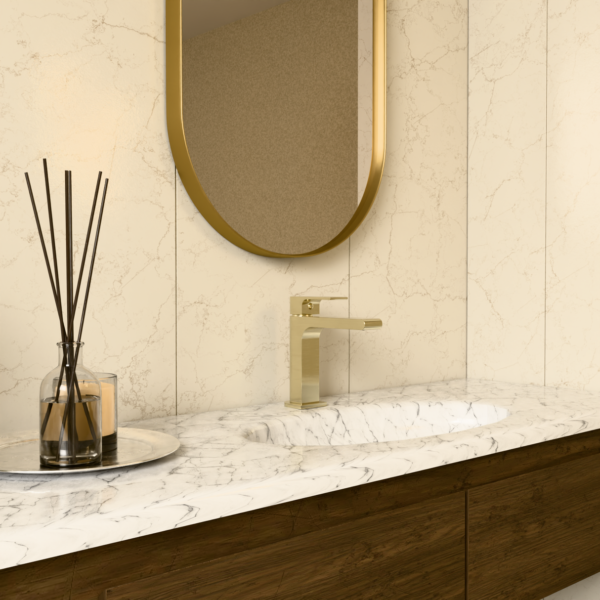 Bianca Basin Mixer Straight Spout Brushed Gold