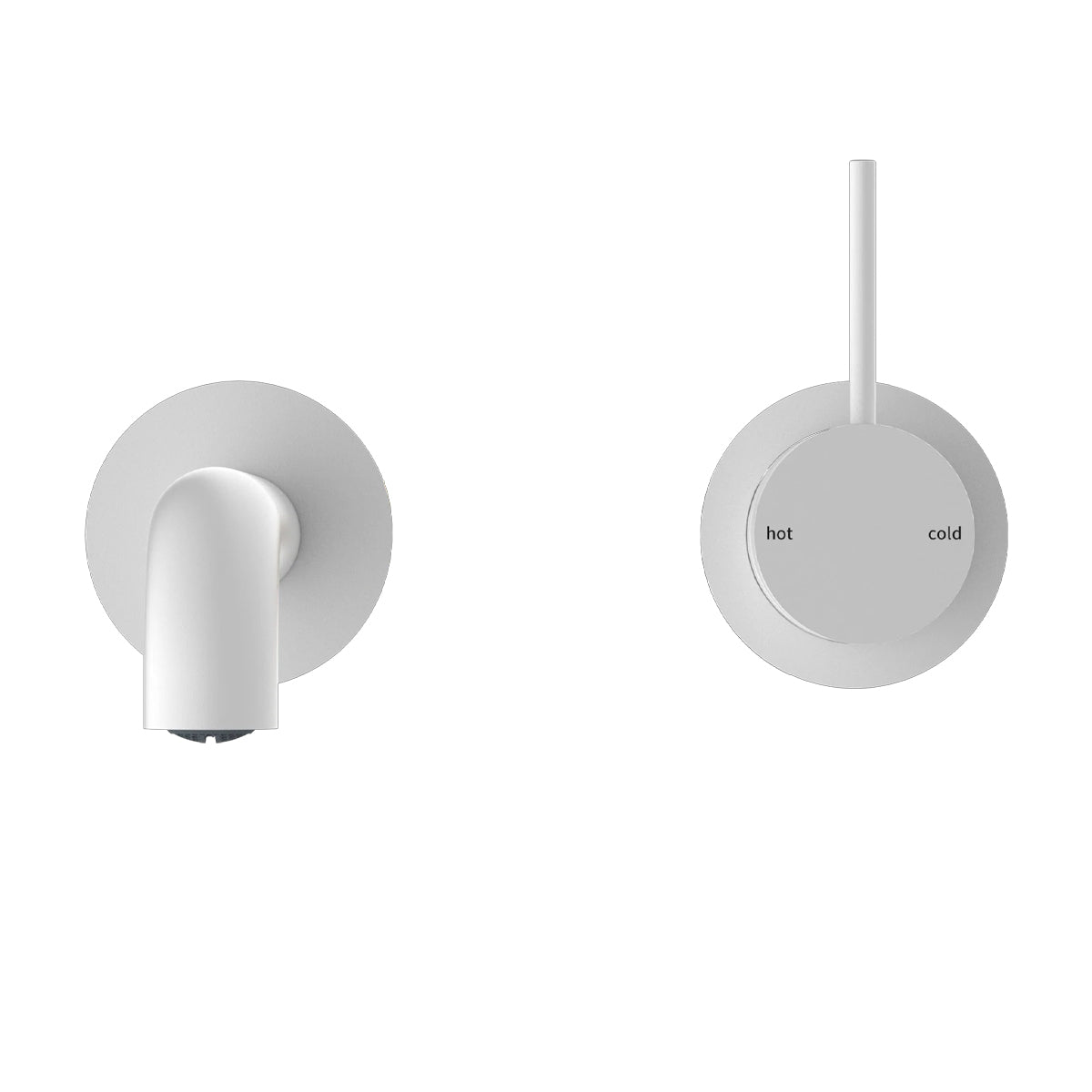 Mecca Wall Basin/Bath Mixer Separate Back Plate Handle Up 230mm Matte White