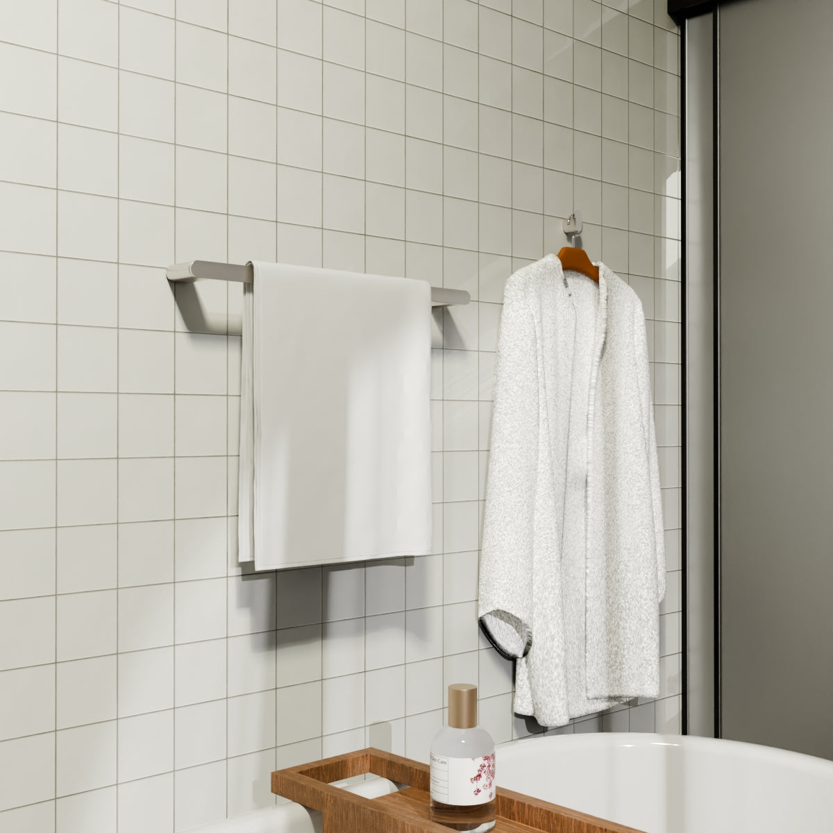 BIANCA SINGLE TOWEL RAIL 800MM BRUSHED NICKEL