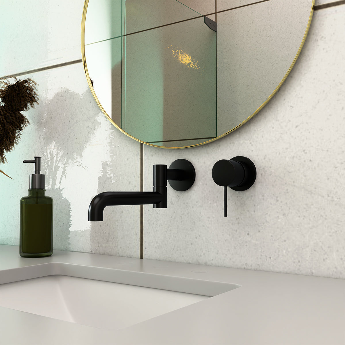 MECCA WALL MOUNTED SWIVEL BATH SPOUT ONLY 225MM MATTE BLACK