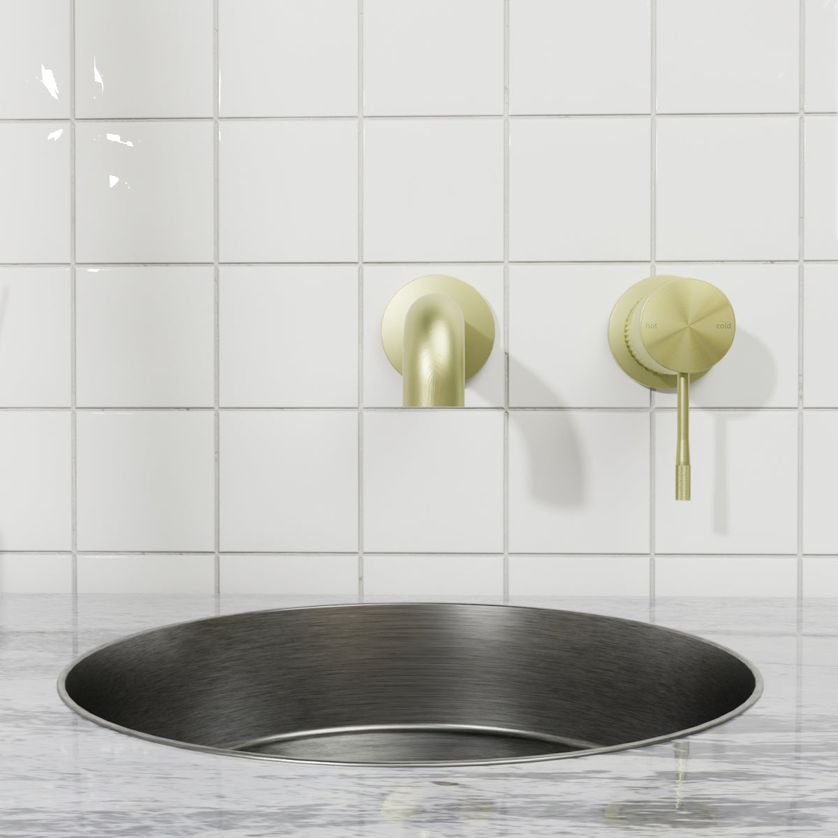 Opal Wall Basin/Bath Mixer Separate Back Plate 260mm Brushed Gold