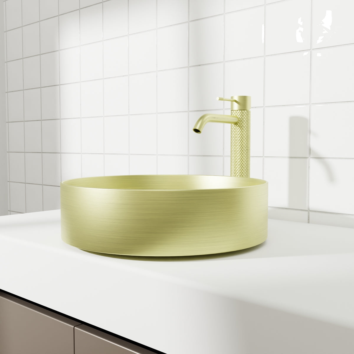 OPAL ROUND 400MM STAINLESS STEEL BASIN BRUSHED GOLD