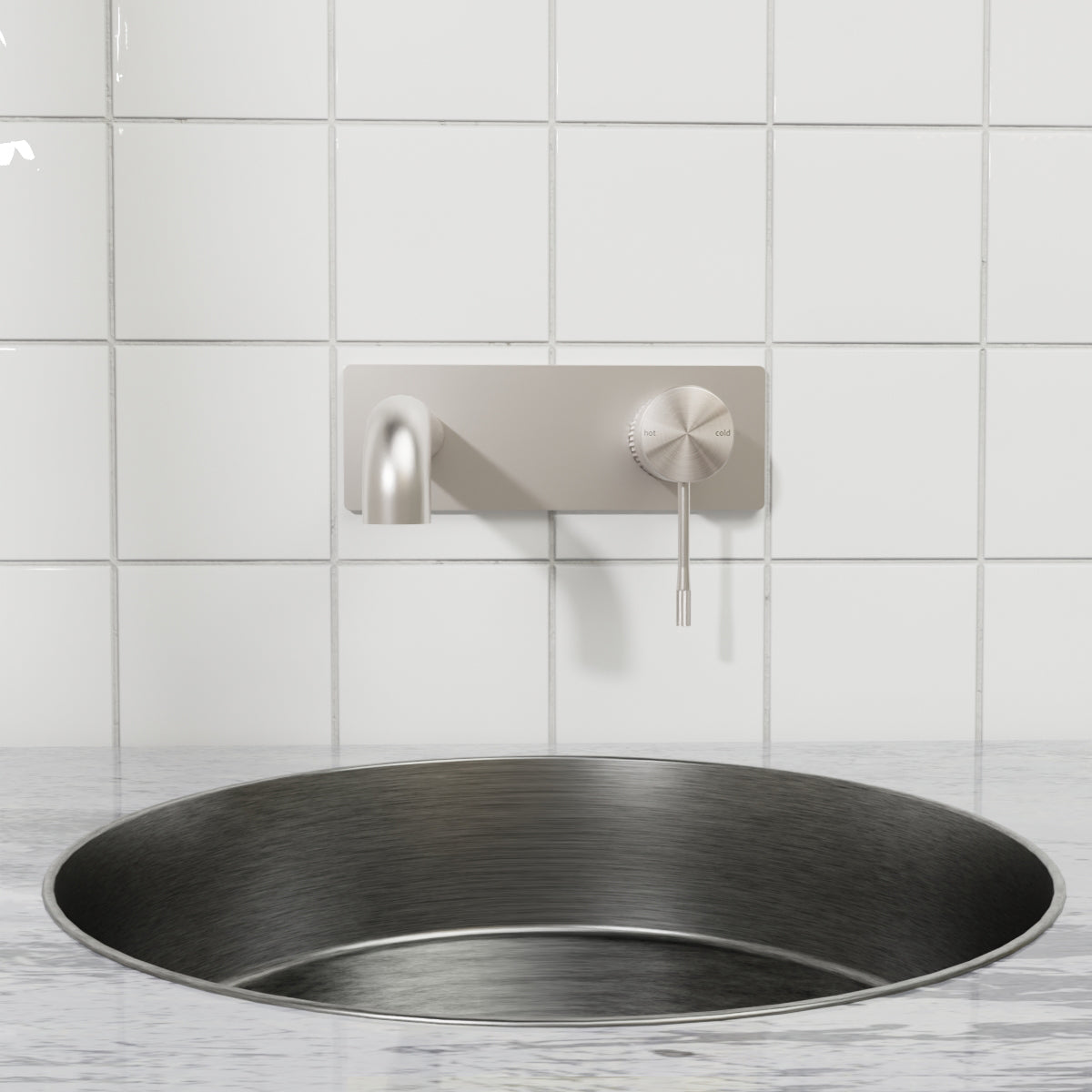 Opal Wall Basin/Bath Mixer 185mm Brushed Nickel