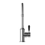 York Kitchen Mixer Gooseneck Spout With Black Porcelain Lever Chrome