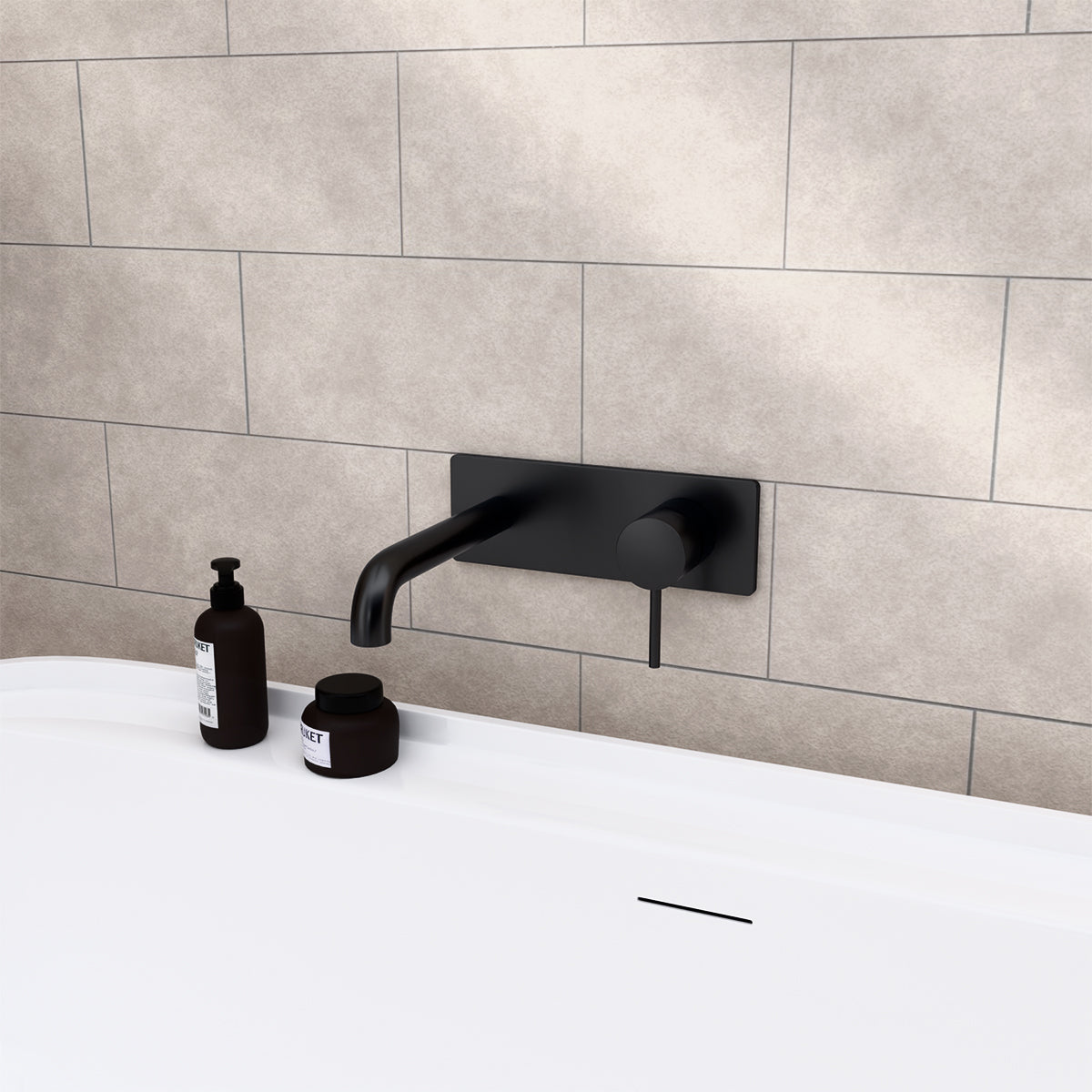 Mecca Wall Basin/Bath Mixer 260mm Matte Black