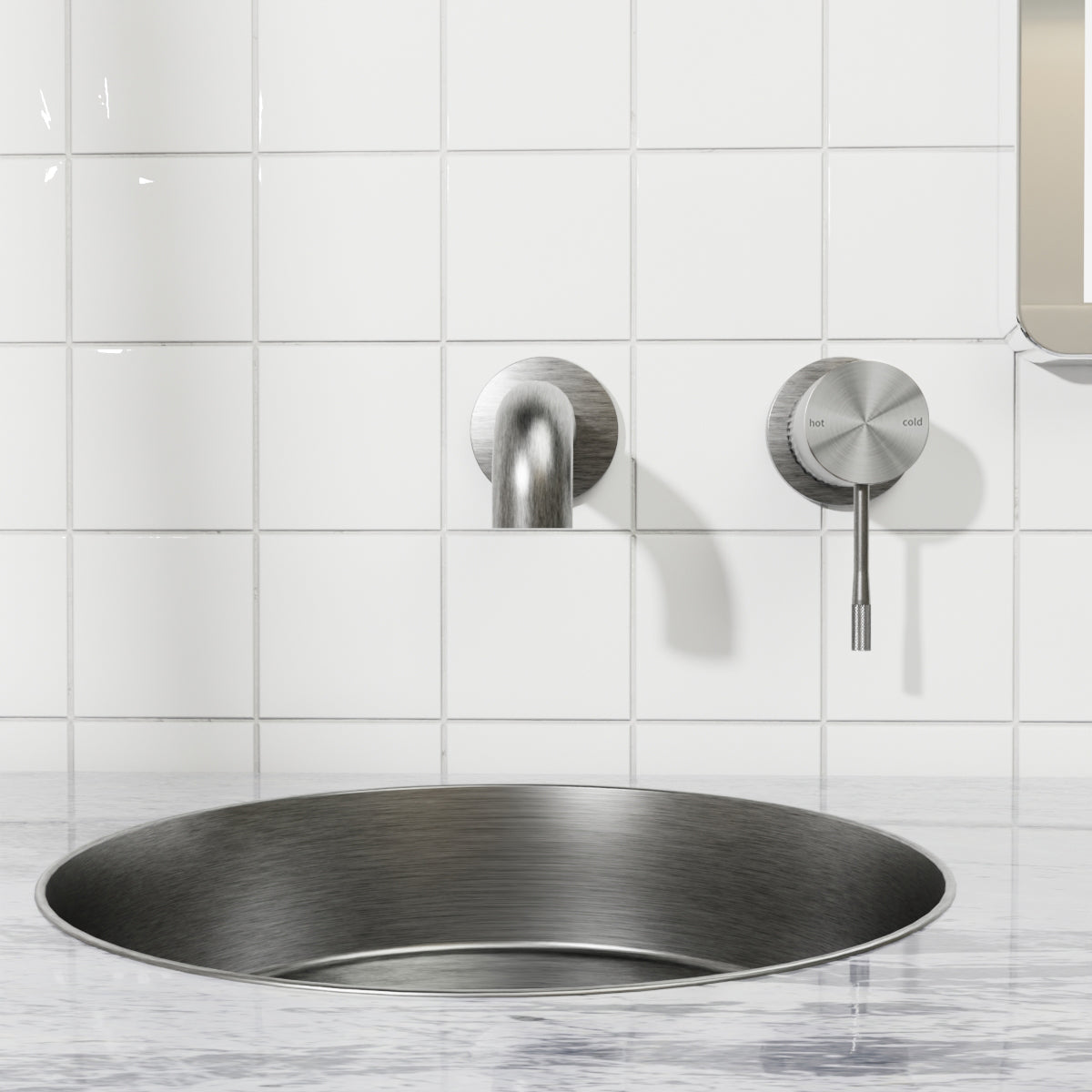 Opal Wall Basin/Bath Mixer Separate Back Plate 185mm Graphite