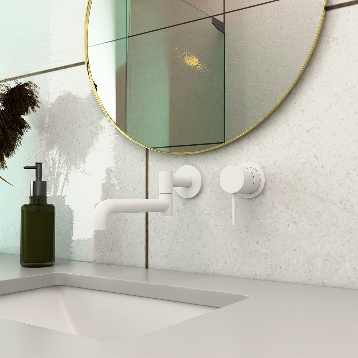 Mecca Wall Basin/Bath Mixer Swivel Spout 225mm Matte White