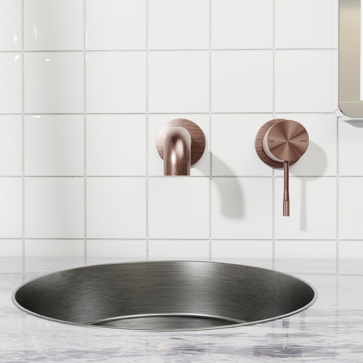 Opal Wall Basin/Bath Mixer Separate Back Plate 260mm Brushed Bronze