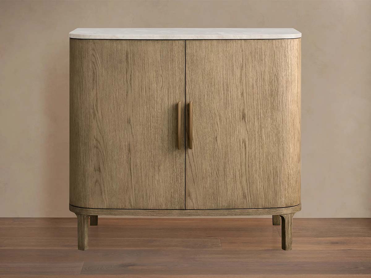 Danny Oak Wood Sideboards Cabinet Marble Top Buffet Cabinet Lockers