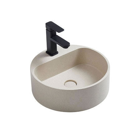 NAGA Burano Concrete Basin with Matching Pop-up Waste Round with 1 Tap Hole White Sandstone