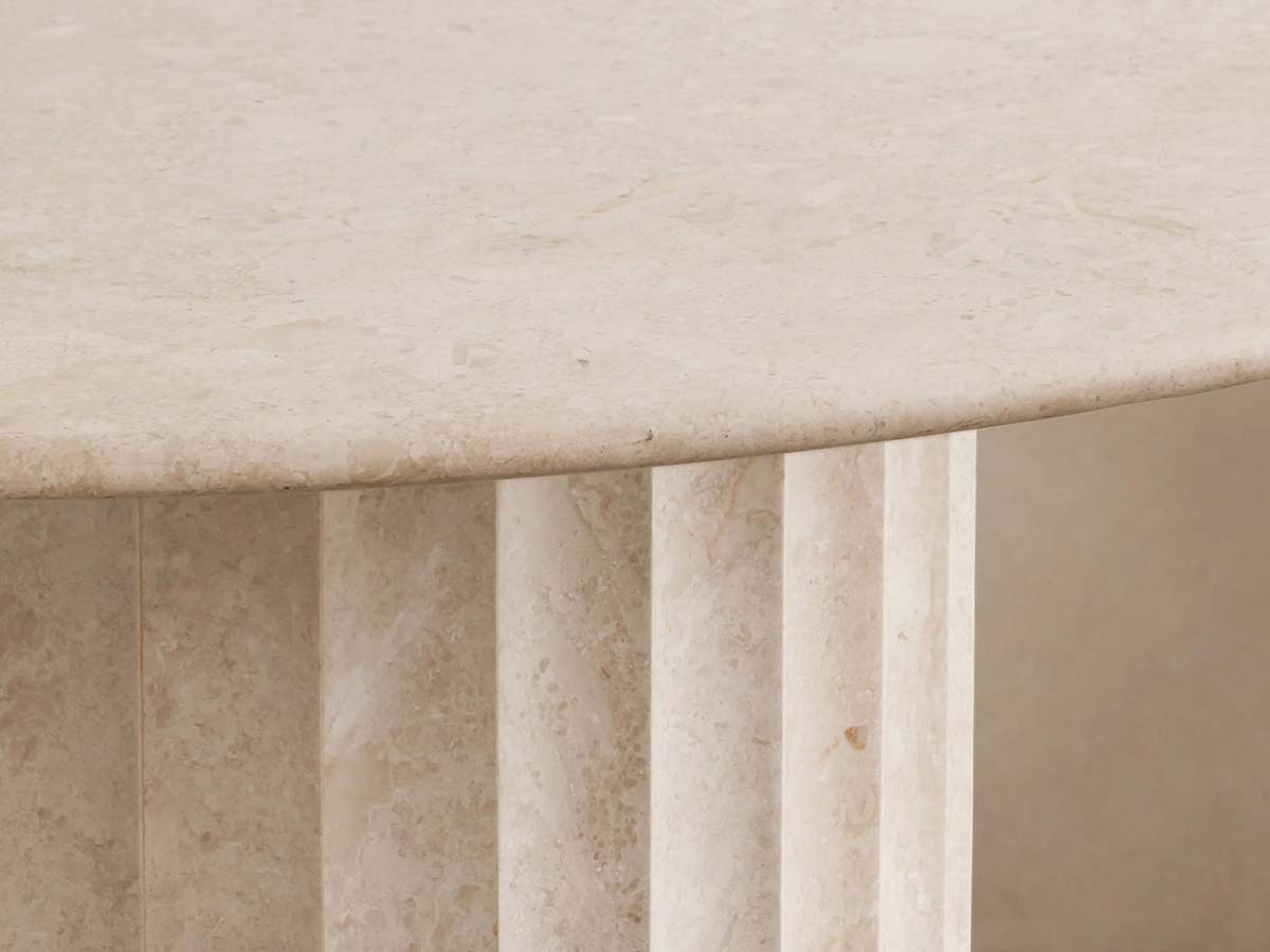 Danae Round Marble Stone Dining Table With Roman Column Base