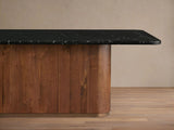 Caden Black Marquina Stone Top Dining Table American Walnut Wood Base