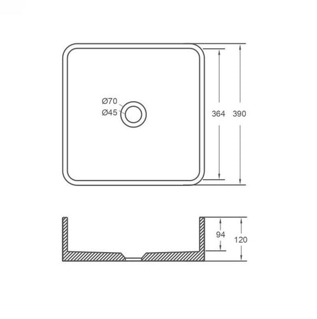 NAGA Aosta Concrete Basin with Matching Pop-up Waste Square Grey Mist