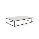 Nomad Rectangular White Marble Coffee Table Living Room Center Tea Table With Steel Base