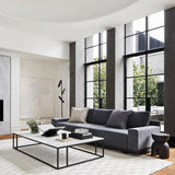 Nomad Rectangular White Marble Coffee Table Living Room Center Tea Table With Steel Base