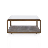 Max Rectangular Glass Coffee Table Faux Shagreen Living Room Center Tea Table