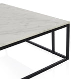 Nomad Rectangular White Marble Coffee Table Living Room Center Tea Table With Steel Base