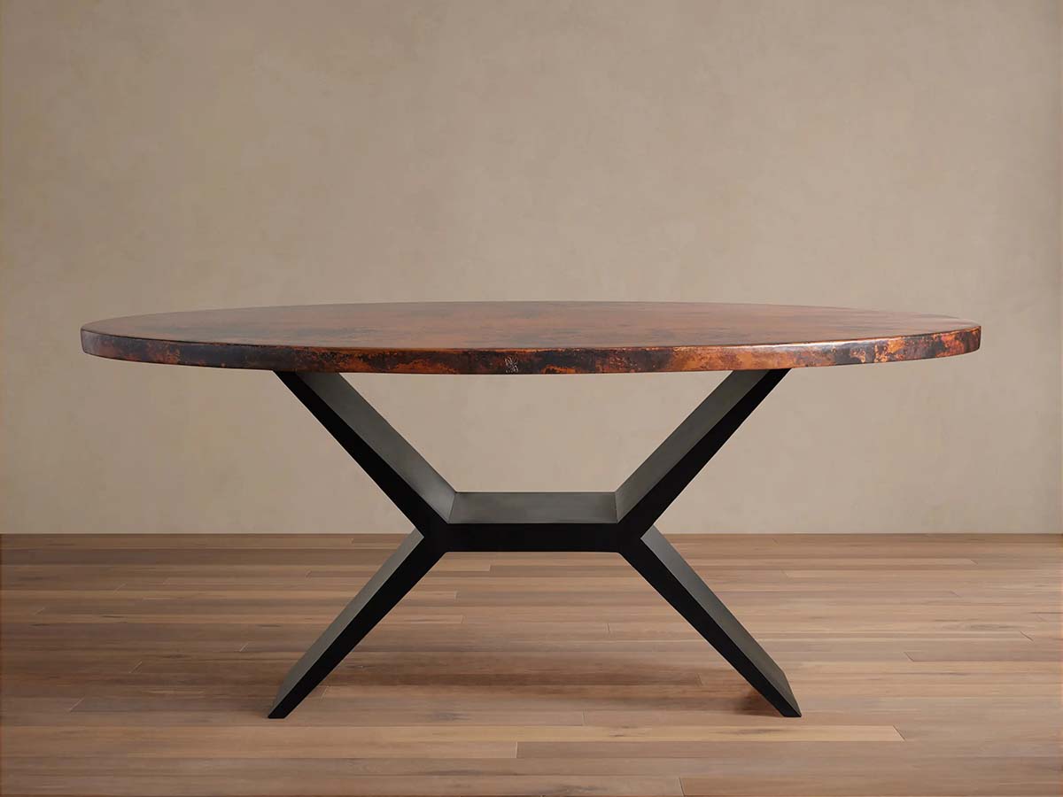 Recycled Metal Dining Table With Vertex Iron Base