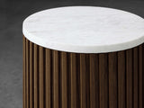 Finnley Stone Top Pedestal End Table Wood Sofa Side Table