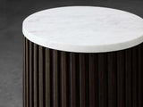 Finnley Stone Top Pedestal End Table Wood Sofa Side Table