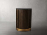 Finnley Stone Top Pedestal End Table Wood Sofa Side Table