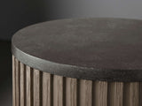 Finnley Stone Top Pedestal End Table Wood Sofa Side Table