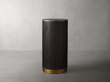 Finnley Stone Top Pedestal End Table Wood Sofa Side Table
