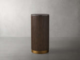 Finnley Stone Top Pedestal End Table Wood Sofa Side Table