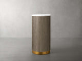 Finnley Stone Top Pedestal End Table Wood Sofa Side Table