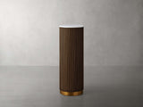 Finnley Stone Top Pedestal End Table Wood Sofa Side Table